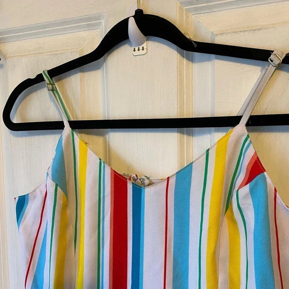 XOXO Romper Sexy Boho Maxi Dress Multicolor Strips Adjustable Strap Women Size M - Picture 4 of 8